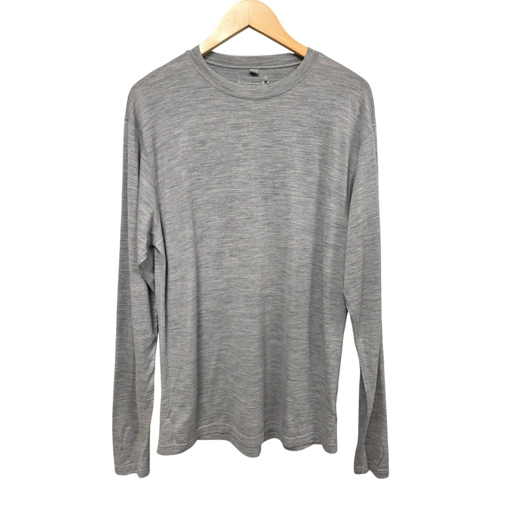 Smartwool Long Sleeve Shirt Men L Gray Merino Wool Base Layer Hiking Outdoor EUC